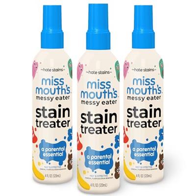 Miss Mouths Messy Eater Stain Treater Spray - 4oz 3 Pack Stain Remover - Newborn & Baby Essentials - No Dry Cleaning Food, Grease, Coffee Off Laundry