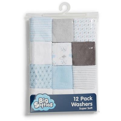 Big Softies Wash Cloths 12 Pack - Blue | BIG W