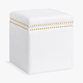 Square Storage Ottoman with Nailheads | Pottery Barn Teen
