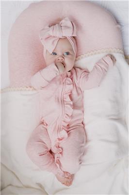 Frill Zip Romper | Baby Pink Marle Waffle
– Little and Fern