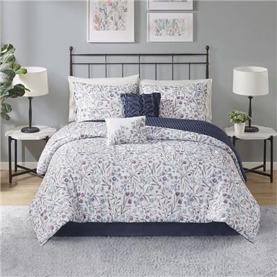 Madison Park Candice 6-Piece Reversible Comforter Set With Shams and Throw Pillows