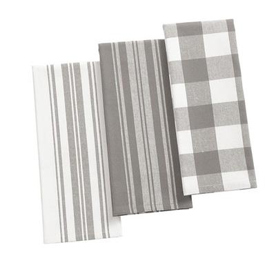 Elrene Home Fashions Farmhouse Living Stripe and Check Kitchen Towels, Set of 3