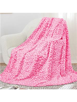300gsm Leopard Pink Super Soft Flannel Blanket 1pc Jacquard Cozy Blanket Super Soft Lightweight Fluffy Throw for Couch Bed