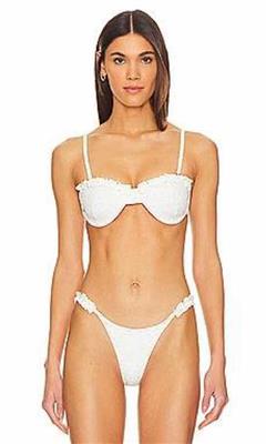 MORE TO COME Amelia Ruffle Bikini Top in White from Revolve.com