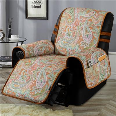 Non Slip Recliner Chair Cover, Brushed Faux Linen Paisley Recliner Slipcover