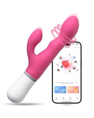 LOVENSE Nora Rabbit Vibrator with APP Control, Pink Thrusting Vibrator Rabbit with Dual Motor, Clitoral Stimulator Dildo Massager, Sex Toys for Women