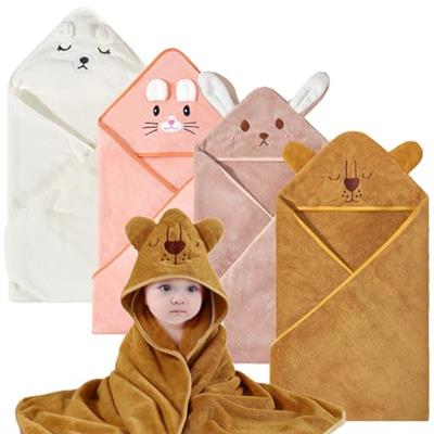 KLHYIT Baby Bath Towel with Hooded 4Pack Absorbent Soft Hooded Towel for Newborns Unisex 31.5x31.5 in Bath Towel Set Gift for Babies, Infant, Newborn