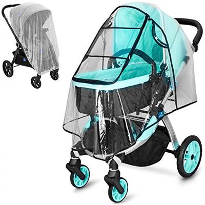 Stroller Rain Cover & Stroller Mosquito Net,Universal Travel Weather Shield,Waterproof,Windproof,Breathable,Rain Cover for Stroller,Clear(2-Piece Set)
