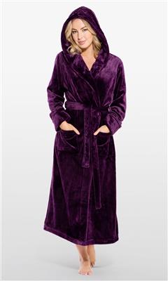Luxury Bathrobes :: Plush Robes :: Super Soft Purple Plush Hooded Womens Robe - Wholesale bathrobes, Spa robes, Kids robes, Cotton robes, Spa Slipper