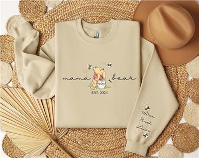 Custom Mama Bear Sweatshirt, Mama Est With Kid Name on Sleeve Sweatshirt, Personalized Mom Sweatshirt, Mothers Day Sweatshirt, New Mom Tee - Etsy