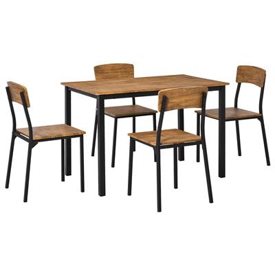 HOMCOM 5 Piece Modern Industrial Dining Table and Chairs Set for Small Space kitchen Dining room