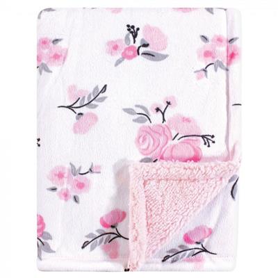 Hudson Baby Infant Girl Plush Blanket with Faux Shearling Back, Pink Floral, One Size - Walmart.com