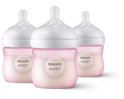 Philips Avent Natural Baby Bottle with Natural Response Nipple, Pink, 4oz,3pk, SCY900/13 - Walmart.com