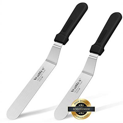 Walfos Icing Spatula, Stainless Steel Cake Spatula with Sturdy and Durable Handle Cake Decorating Spatula Set of 2 - Multi purpose Use for Home, Kitch
