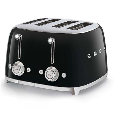 Buy Smeg 50s Retro Style 4 Slice Toaster Black TSF03BLAU - MyDeal