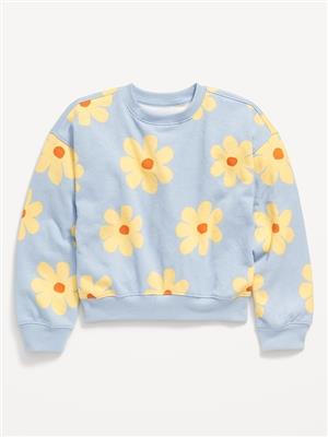 Slouchy Crew-Neck Graphic Sweatshirt for Girls | Old Navy