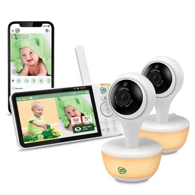 LeapFrog LF815-2HD 1080p WiFi Remote Access 2 Camera Video Baby Monitor with 5 High Definition 720p Display, Night Light, Color Night Vision (White)