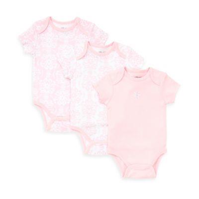 Little Me Damask Scroll 3 Pack Bodysuits - Pink