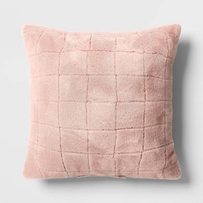 Oversized Pieced Faux Fur Square Throw Pillow Light Pink - Thresholdâ„¢ : Target