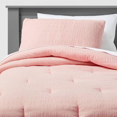 Twin Seersucker Kids Comforter Set Pink - Pillowfortâ„¢ : Target