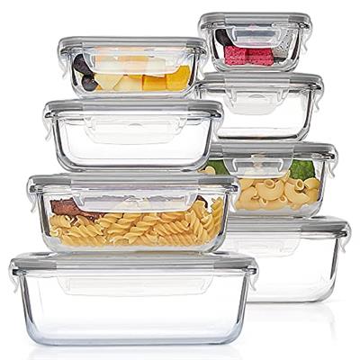 Vtopmart 8 Pack Glass Containers Set for Food Storage with Airtight Lids, Meal Prep Container Glass for Lunch, On the Go, Leftover, Freezer, Fridge, M