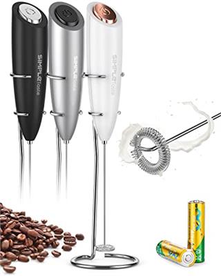 SIMPLETaste Milk Frother Handheld Battery Operated Electric Foam Maker, Drink Mixer with Stainless Steel Whisk and Stand for Cappuccino, Bulletproof C