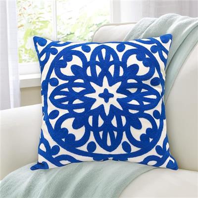 Amazon.com: Alysheer Embroidered Decorative Throw Pillow Cover 18x18 inch, Classic Boho Mandala Chic Knit Pattern, 100% Cotton Canvas Cozy Cushion Cas