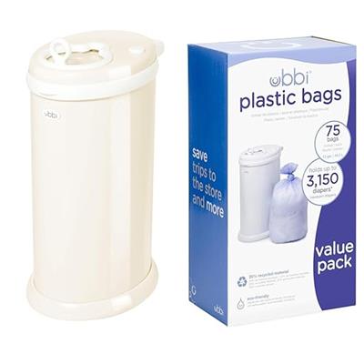 Amazon.com: Ubbi Steel Odor Locking Diaper Pail   Disposable Pail Bags Value Pack : Baby