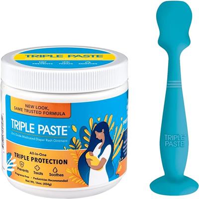 Amazon.com: Triple Paste Diaper Rash Cream and Spatula Bundle - 16 oz Zinc Oxide Ointment and Diaper Cream Spatula Treat, Soothe and Prevent Diaper Ra