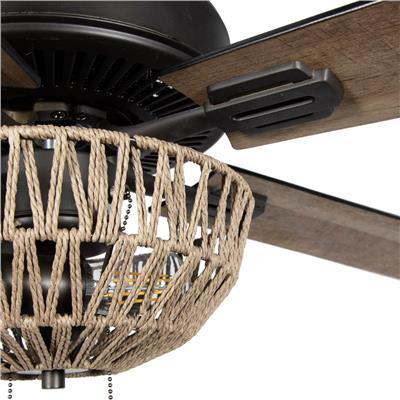 The Curated Nomad Carillon 52-inch Woven Rope 5-blade LED Ceiling Fan