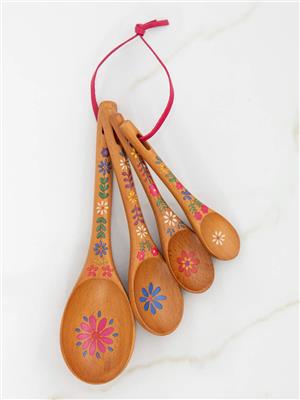 Folk Flower Wooden Measuring Spoons, Set of 4 – Natural Life