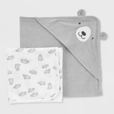 Carters Just One YouÂ® Baby Bear Hooded Bath Towel - Gray : Target