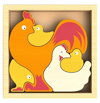 BeginAgain Chicken Family Puzzle - Creativity and Storytelling Skills - 5 Piece Set, Kids 2 and Up, 6 x 6 x 1
