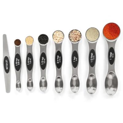 Magnetic Measuring Spoons Set with Leveler, Stackable Stainless Steel Tablespoons for Baking, Fits in Spice Jars