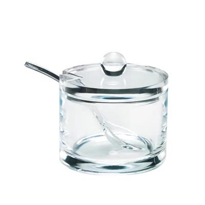 J&M DESIGN Clear Acrylic Sugar Bowl With Lid And Spoon For Coffee Bar Accessories , Cereal Bowls , Tea , Kitchen Countertop Canisters & Baking - 8 oz