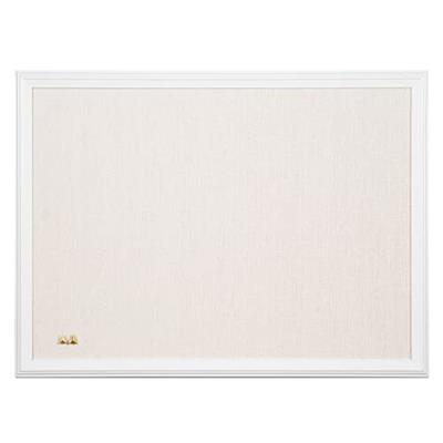 U Brands Farmhouse Linen Bulletin Board, 23x17, White Wood Style Frame, Industrial Grade Pinning Surface