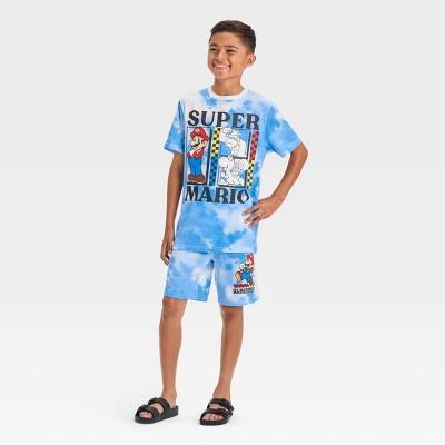 Boys Super Mario Top And Bottom Shorts Set - Blue M : Target