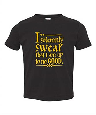 I Solemnly Swear That I Am Up to No Good Toddler Infant T-Shirt (Black, 12 Months)