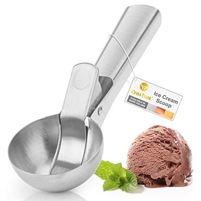 YasTant Premium Ice Cream Scoop with Trigger Ice Cream Scooper Stainless Steel, Heavy Duty Metal Icecream Scoop Spoon Dishwasher Safe, Perfect for Fro