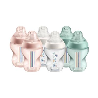 Tommee Tippee Closer To Nature Deco Bottle - 260ml - Girl - 6 Pack | Bottles | Baby Bunting AU