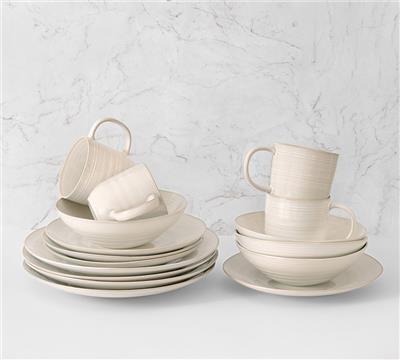 Neree Reactive Glaze 16-Piece Dinnerware Set With Double Bowls | Pottery Barn