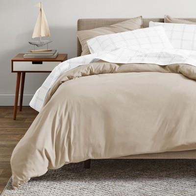 400 Thread Count Organic Cotton Sateen Full/queen Duvet Cover And Sham Set French Beige By Bare Home : Target