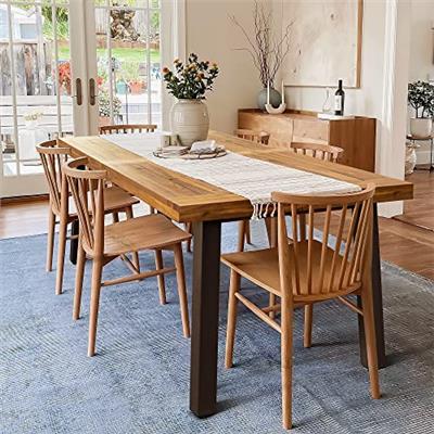 Devoko Home Acacia Wood Dining Table 6-Person Indoor Table with Iron Legs, Sandblast Finish, Natural Stained, Rustic Metal, 69 * 33 * 30 inch