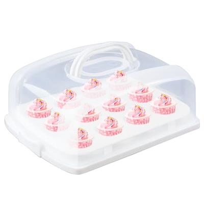 FEOOWV 2in1 Cupcake Carrier and Cake Keeper with Lid, Rectangle Pie Carrier,Large Portable Storage Container for Storing 12 Cupcakes or 1 Large Cake (