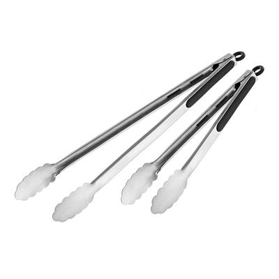 Heavy Duty Extra Long BBQ Tong Set of 2, Stainless Steel with Rubber Grip, Durable and Great for Coo