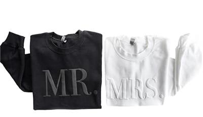 Up2ournecksinfabric - Mrs and Mr Sweatshirt - Honeymoon Outfit - Bridal Shower Gift - Mrs Sweatshirt - New Mrs Gift - Groom Sweatshirt