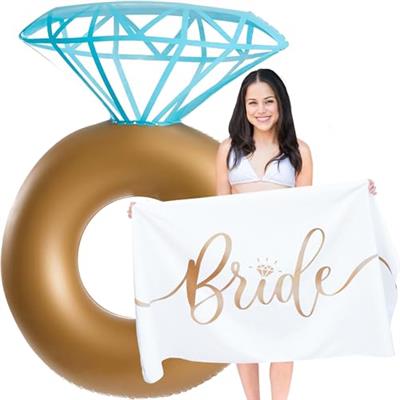 Prestige Bride Towel & Ring Pool Float | Bachelorette Gifts for Bride, Beach Bachelorette Party Decorations, Favors, Accessories, Bridal Shower Decor