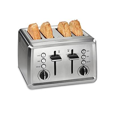 Hamilton Beach 4 Slice Toaster with Extra-Wide Slots, Bagel Setting, Toast Boost, Slide-Out Crumb Tray, Auto-Shutoff & Cancel Button, Stainless Steel