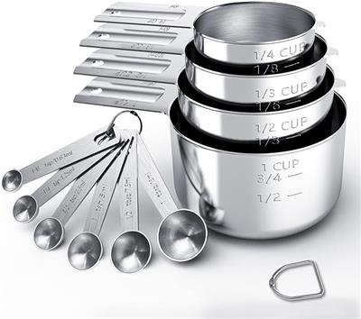 Amazon.com: TILUCK Stainless Steel Measuring Cups & Spoons Set, Cups and Spoons,Kitchen Gadgets for Cooking & Baking (Medium): Home & Kitchen