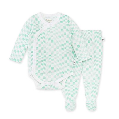 Burts Bees Wavy Check Wrap Front Bodysuit & Footed Pant Set(store)